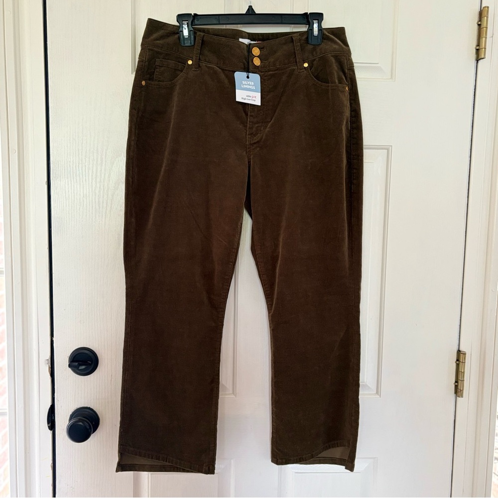 CAbi Style #4694 Brown High Low Crop Corduroy Pants Classic Fit